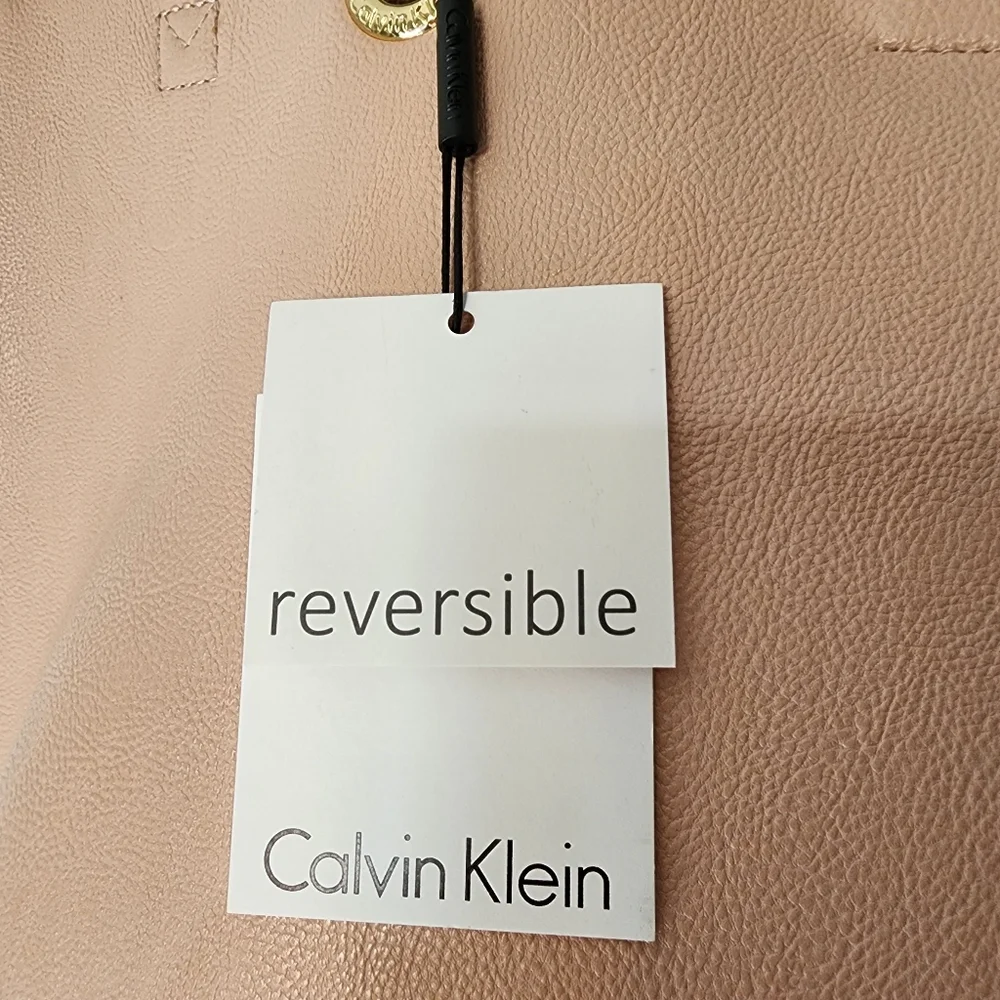 New Calvin Klein Pale Pink Leather R-kitote Tote Bag Gold Wardware